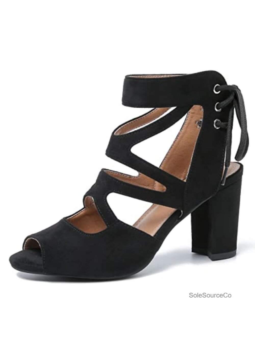 Women's Lace-Up Gladiator Sandals Block Heel Open Toe Strappy Shoes